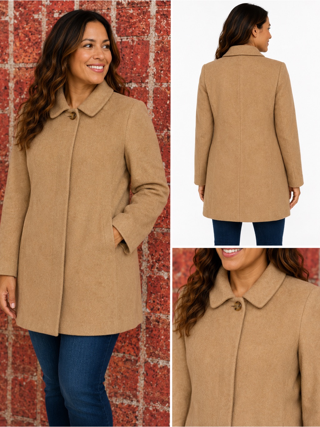 Liz Claiborne Petite 100% Camel Hair Coat Women’s Size 4p Tan Classic